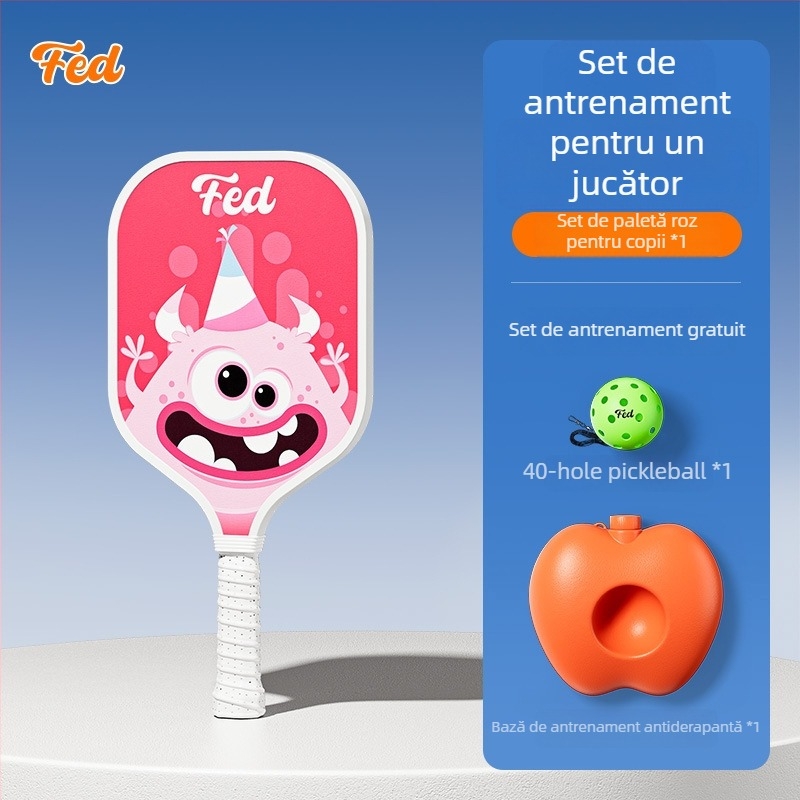 Set de antrenament pentru pickleball pentru copii — Feltun, rachetă din fibră de sticlă, 200 g, mâner G5, pentru începători