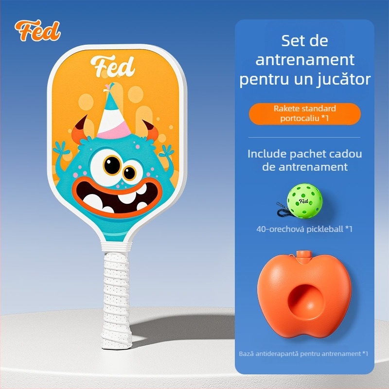 Set de antrenament pentru pickleball pentru copii — Feltun, rachetă din fibră de sticlă, 200 g, mâner G5, pentru începători
