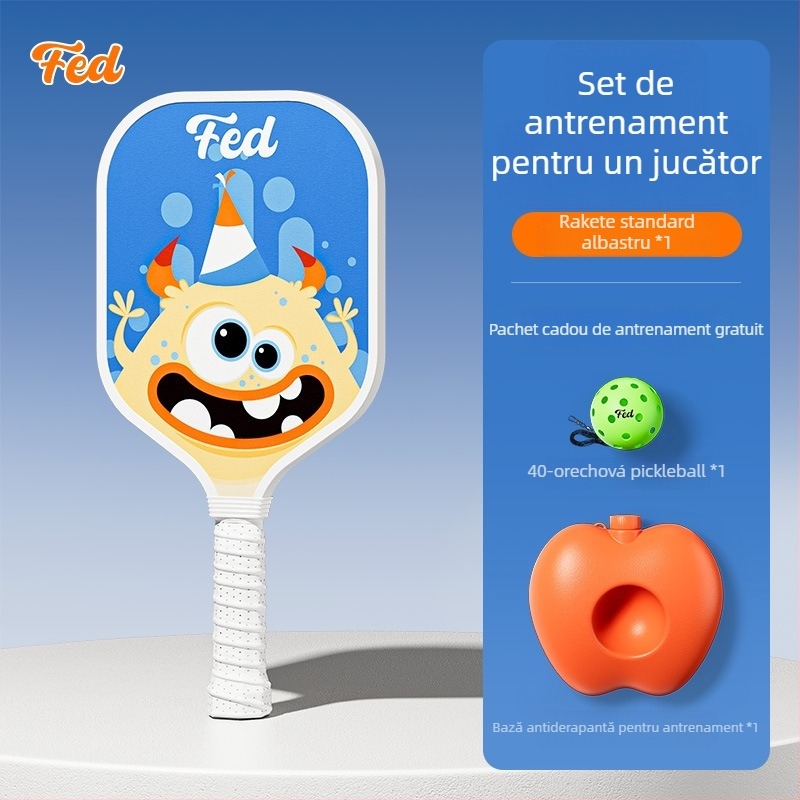 Set de antrenament pentru pickleball pentru copii — Feltun, rachetă din fibră de sticlă, 200 g, mâner G5, pentru începători