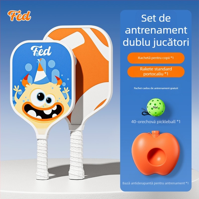 Set de antrenament pentru pickleball pentru copii — Feltun, rachetă din fibră de sticlă, 200 g, mâner G5, pentru începători