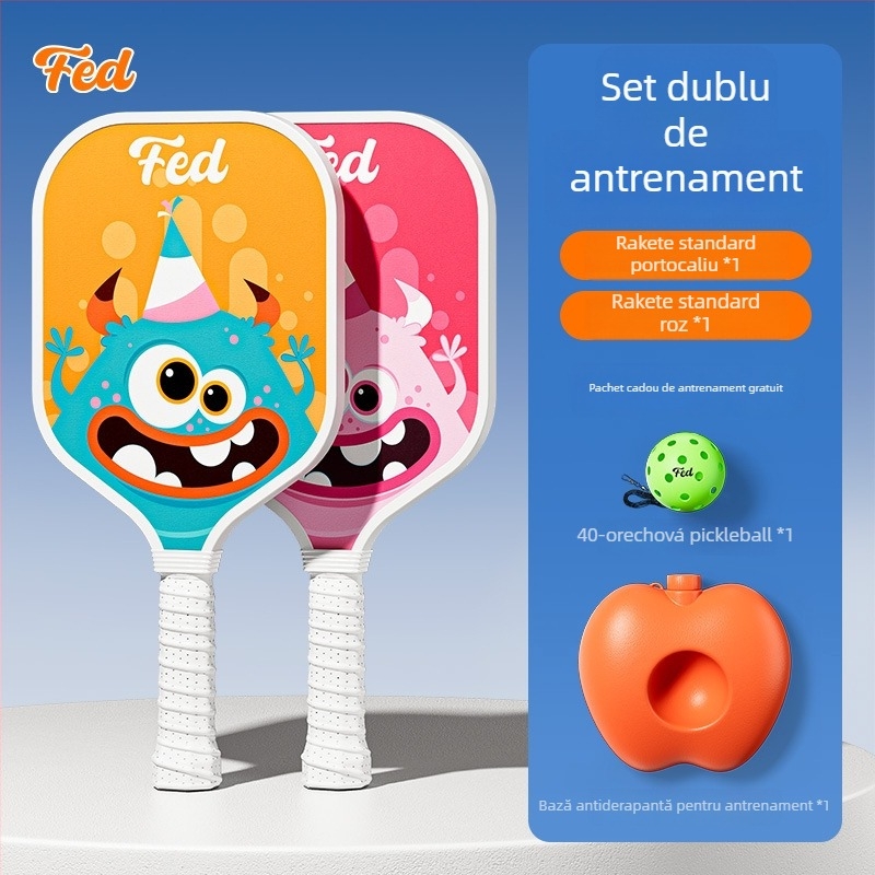 Set de antrenament pentru pickleball pentru copii — Feltun, rachetă din fibră de sticlă, 200 g, mâner G5, pentru începători