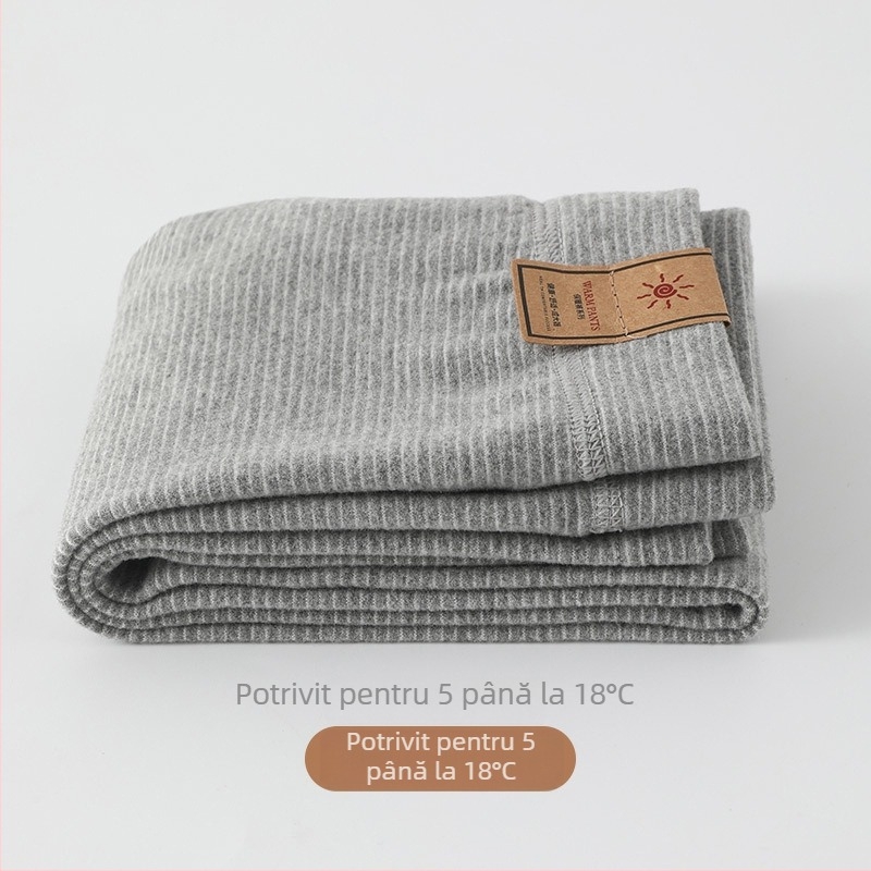 Pantaloni termici pentru copii din velur - în dungi, groși, talie medie, toamnă-iarnă, 62,5% poliester