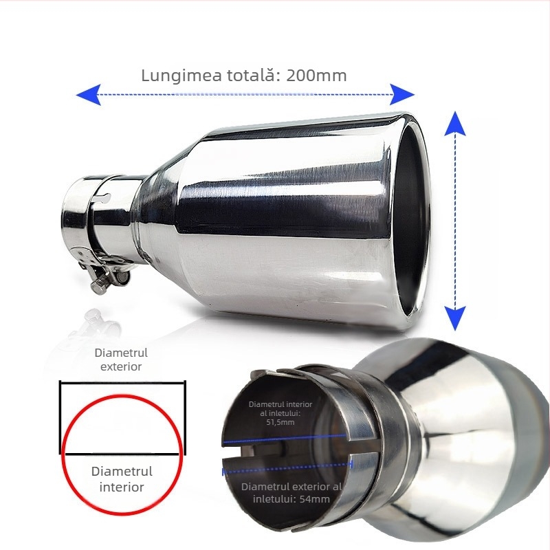 Țevă de eșapament din oțel inoxidabil XC-WH24, model XC-WH24, oțel inoxidabil 304, Xingchang, compatibil universal