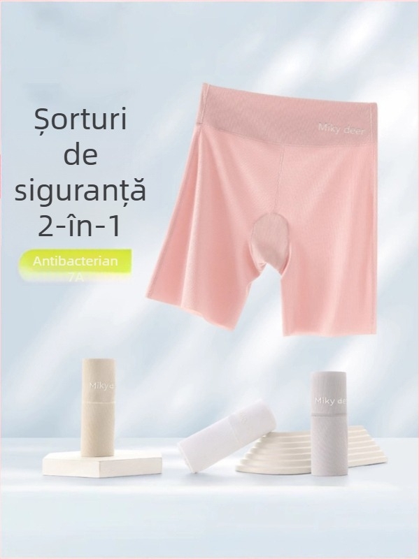 Pantaloni scurți de siguranță pentru fetițe, din nylon, lungime 3/4, talie înaltă cu elastic, fără deschidere la zona intimă, compoziție 73% nylon, 27% elastan