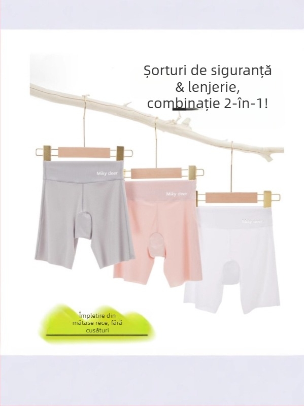 Pantaloni scurți de siguranță pentru fetițe, din nylon, lungime 3/4, talie înaltă cu elastic, fără deschidere la zona intimă, compoziție 73% nylon, 27% elastan