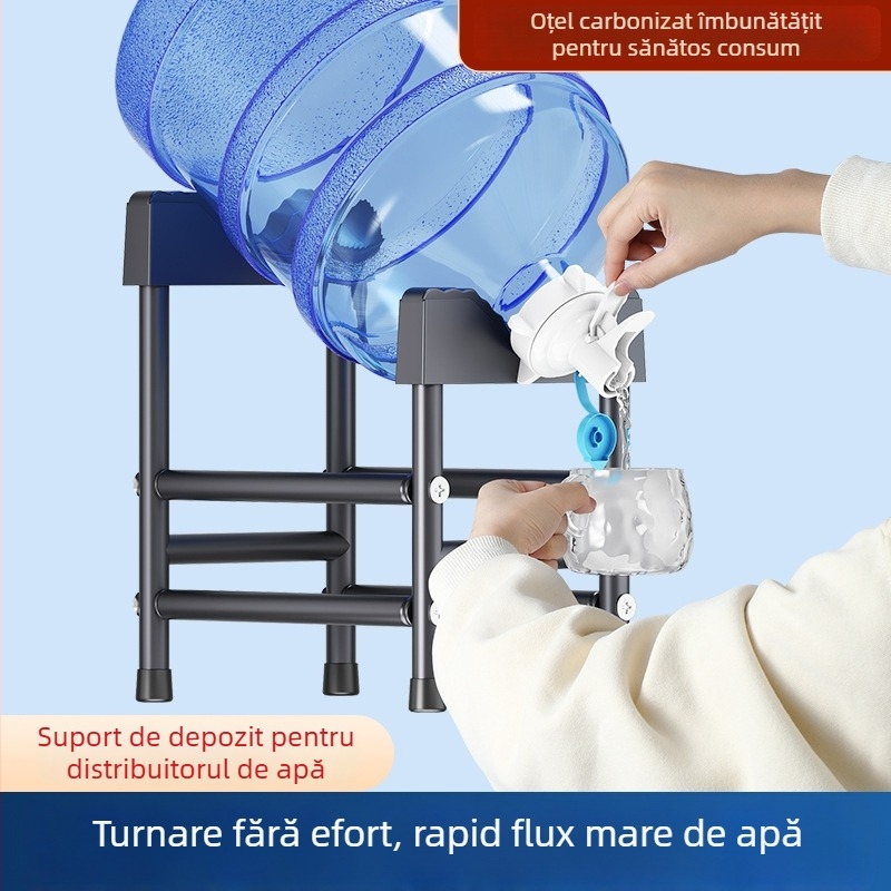 Suport pentru butoi mare de apă cu dispenser inversat, cadru creativ din oțel-carbon + ABS, podea, spații de depozitare: bucătărie, dormitor, living