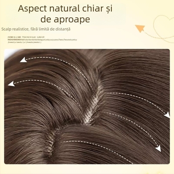 Perucă pentru femei - păr lung drept, fire rezistente la temperatură, acoperire totală a capului, stil natural, breton cu despărțire pe mijloc