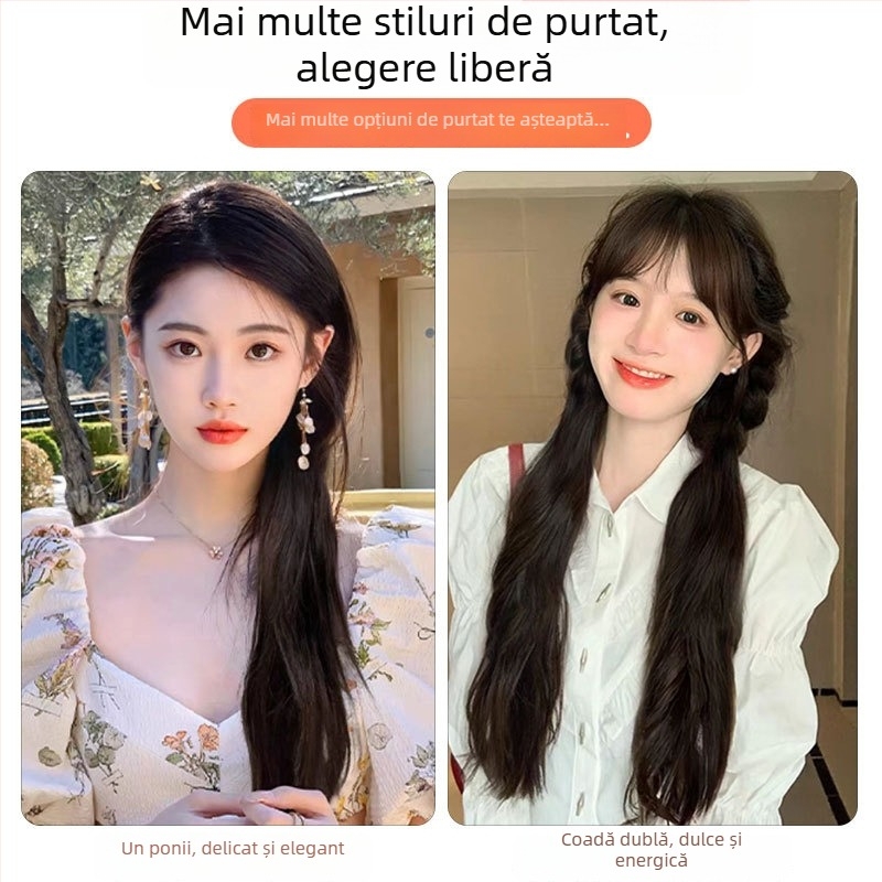 Păr sintetic cu coadă dublă, model Sweet Double Ponytail; păr în buchete; fir rezistent la temperaturi înalte