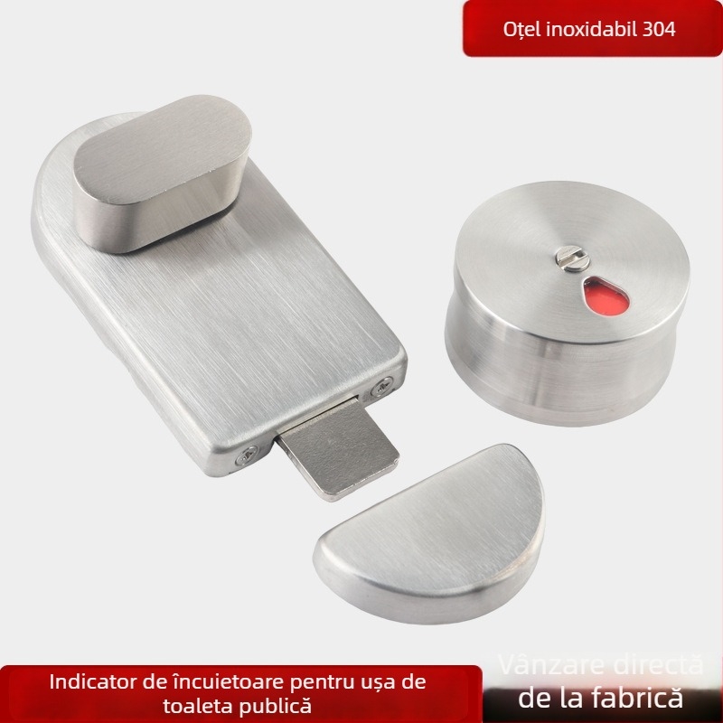Indicator de încuietoare a ușii pentru despărțitoare de toalete publice — oțel inoxidabil 304 cu finisaj periat, stil modern simplu, Suoweigu