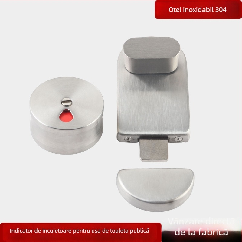 Indicator de încuietoare a ușii pentru despărțitoare de toalete publice — oțel inoxidabil 304 cu finisaj periat, stil modern simplu, Suoweigu