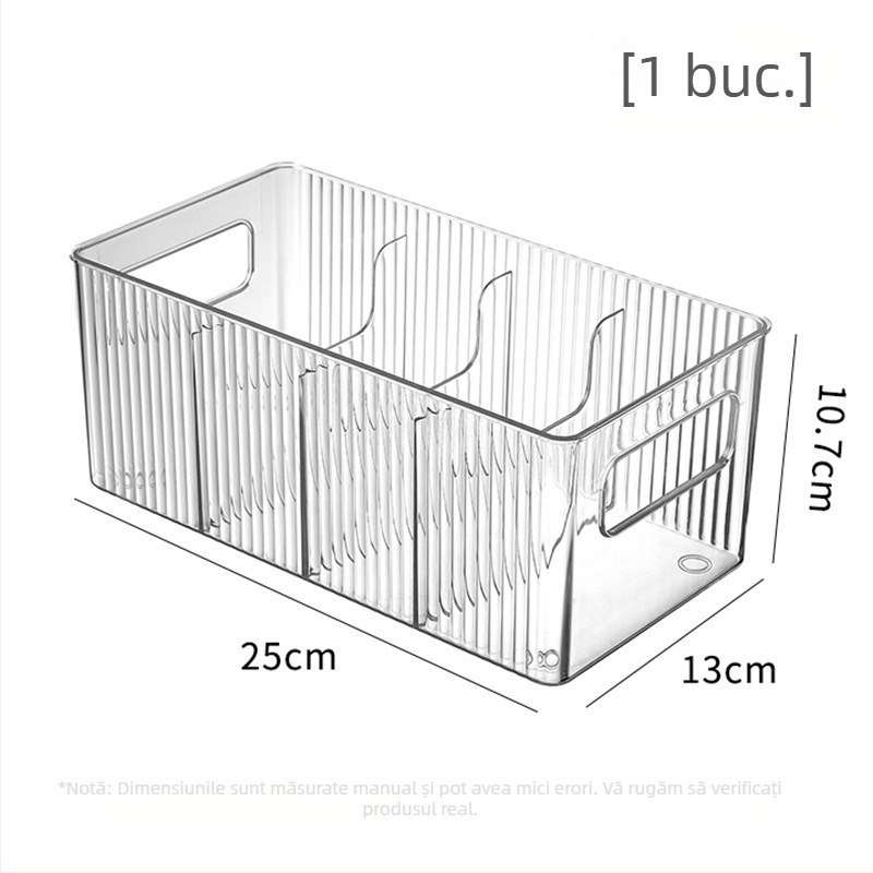 Cutie de depozitare pentru curele cu compartimente — PET, poate fi stivuită, capacitate 2 L, model dungat, stil lux discret