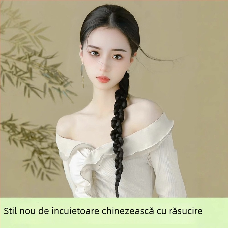 Perucă cu coadă Kenny wig, model General Purpose, păr din sârmă rezistentă la temperaturi înalte, stil coadă într-un buchet, potrivită pentru toate formele feței