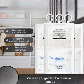 Sac atașabil de absorbție a umezelii pentru dulapuri și camere interioare – 80 g, fără miros, 100 buc./cutie