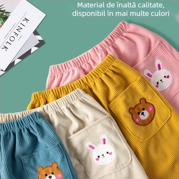Pantaloni de iarnă pentru copii din corduroy, impermeabili, unisex, model desen animat, poliester, pentru înălimi 66–140 cm, vârsta 3–8 ani