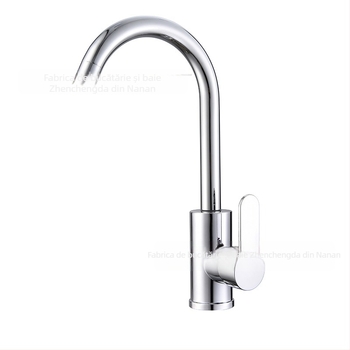 Robinet bucătărie din oțel inoxidabil, amestec cald și rece, montaj vertical, deschidere prin ridicare, disc ceramic