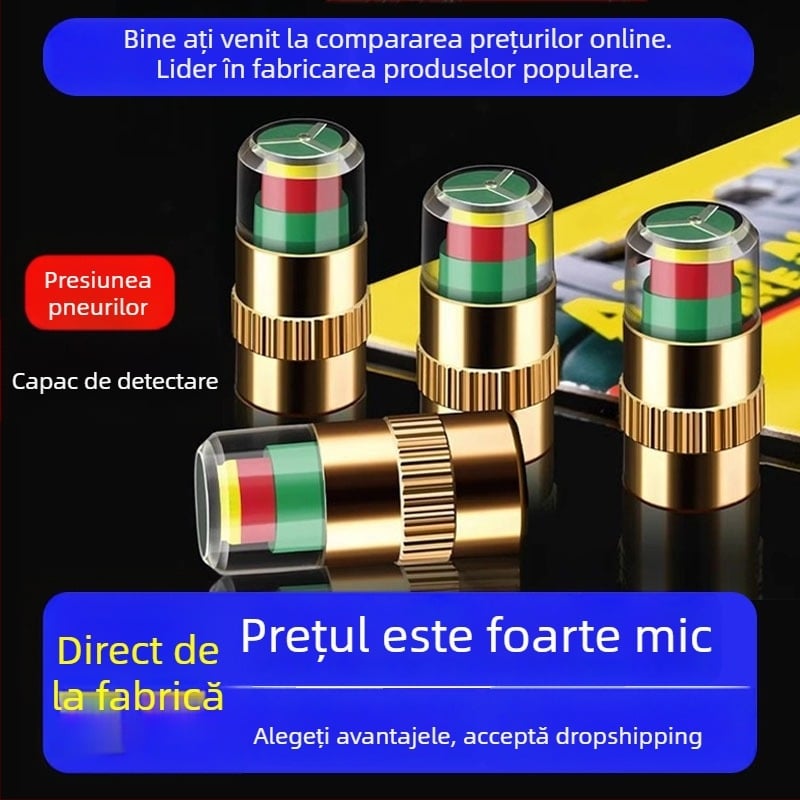 Capac monitorizare presiune pneuri cu senzor – pentru autoturisme mici, 0–200 psi, precizie înaltă