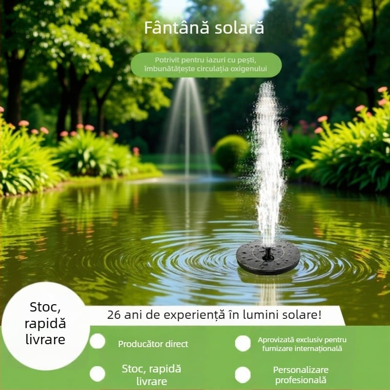Pompă solară pentru fântână, iaz și grădină – pulverizare combinată, caracteristică de apă plutitoare, pompă exterioră, Haotu