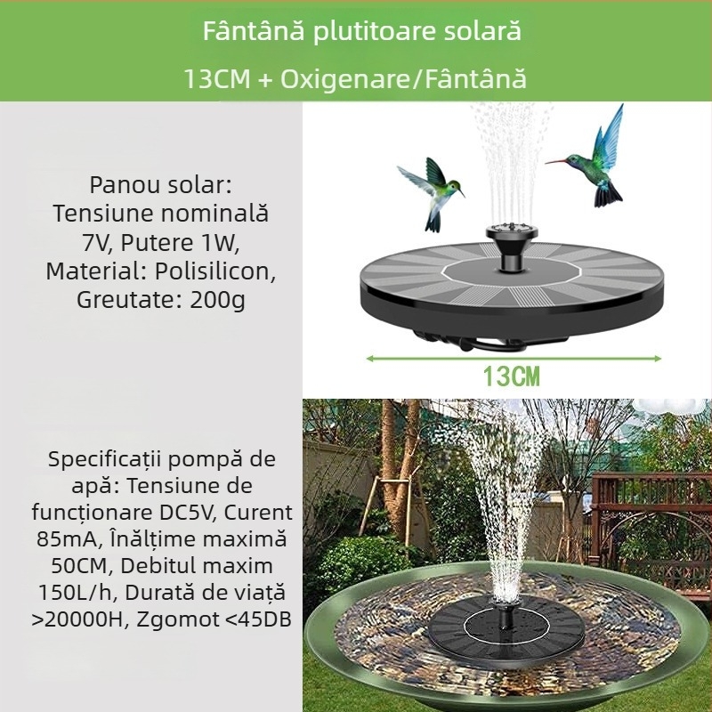 Pompă solară pentru fântână, iaz și grădină – pulverizare combinată, caracteristică de apă plutitoare, pompă exterioră, Haotu