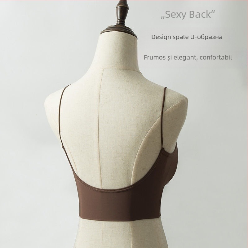 Bustier fără bretele din nailon, cupe groase turnate, acoperire completă, stil vestă respirabil