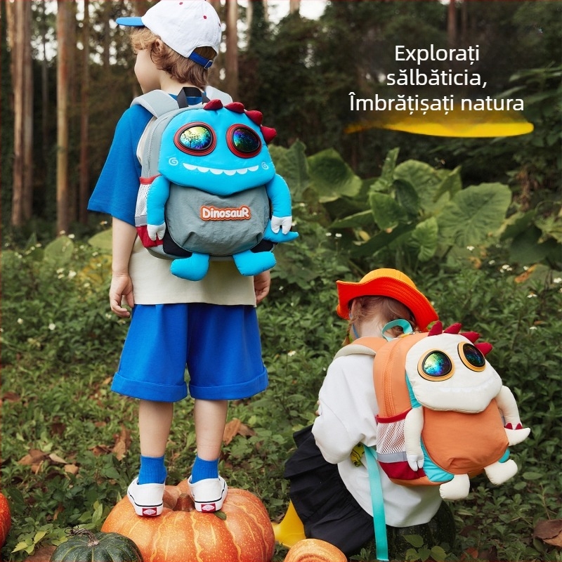 Rucsac pentru copii VABC, unisex pentru băieți și fete, din nylon ușor, respirabil, reduce povara, model cu dinozaur, bretele curbate (căptușeală: poliester; utilizare: antrenamente în afara campusului; stil: drăguț)