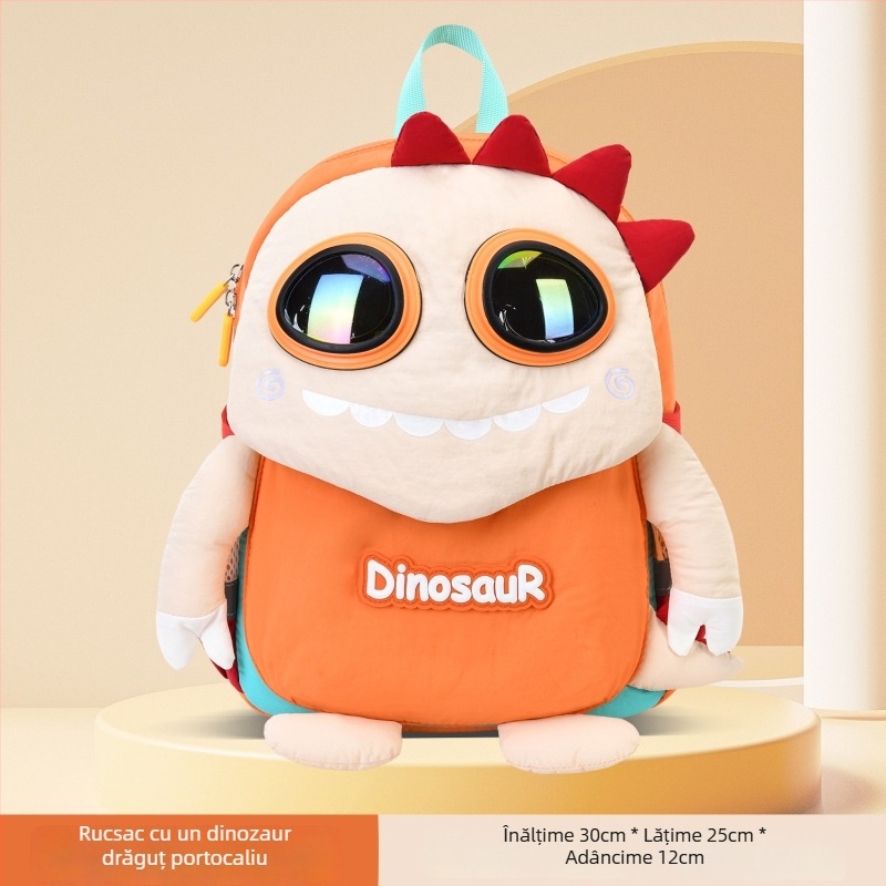 Rucsac pentru copii VABC, unisex pentru băieți și fete, din nylon ușor, respirabil, reduce povara, model cu dinozaur, bretele curbate (căptușeală: poliester; utilizare: antrenamente în afara campusului; stil: drăguț)