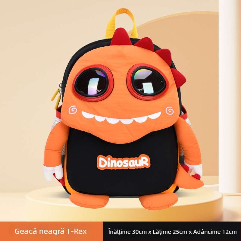Rucsac pentru copii VABC, unisex pentru băieți și fete, din nylon ușor, respirabil, reduce povara, model cu dinozaur, bretele curbate (căptușeală: poliester; utilizare: antrenamente în afara campusului; stil: drăguț)