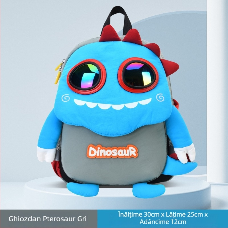 Rucsac pentru copii VABC, unisex pentru băieți și fete, din nylon ușor, respirabil, reduce povara, model cu dinozaur, bretele curbate (căptușeală: poliester; utilizare: antrenamente în afara campusului; stil: drăguț)