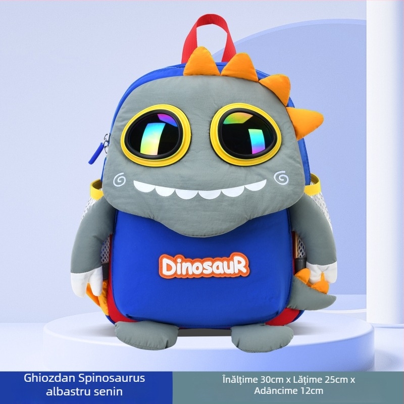 Rucsac pentru copii VABC, unisex pentru băieți și fete, din nylon ușor, respirabil, reduce povara, model cu dinozaur, bretele curbate (căptușeală: poliester; utilizare: antrenamente în afara campusului; stil: drăguț)