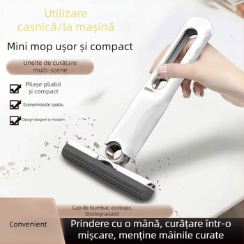 Mop mini pentru birou, pliabil, microfibră, lungime telescopică 295, mâner din plastic, încărcare 3 kg, uscarea 70–80%