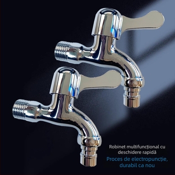 Robinet pentru mașina de spălat, corp din aliaj, montaj în perete, deschidere cu cheie, cartuș ceramic cu valvă, diametrul intrare/ieșire 15 mm