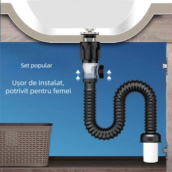 Fitinguri de canalizare pentru chiuvetă – plastic PP, formă S, accesorii de scurgere cu protecție împotriva mirosurilor și insectelor
