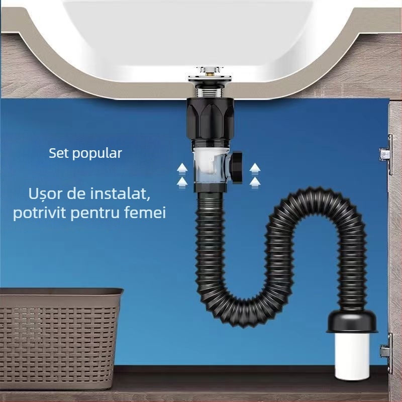 Fitinguri de canalizare pentru chiuvetă – plastic PP, formă S, accesorii de scurgere cu protecție împotriva mirosurilor și insectelor