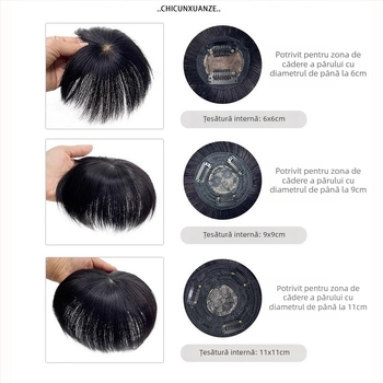 Perucă masculin scurtă, aspect natural, cu piesă de păr pe creștet pentru volum, construcție mecanică, fibră sintetică rezistentă la căldură, modele BF374 BF375 BF376