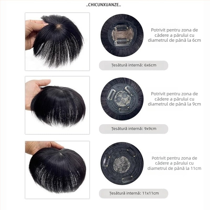 Perucă masculin scurtă, aspect natural, cu piesă de păr pe creștet pentru volum, construcție mecanică, fibră sintetică rezistentă la căldură, modele BF374 BF375 BF376