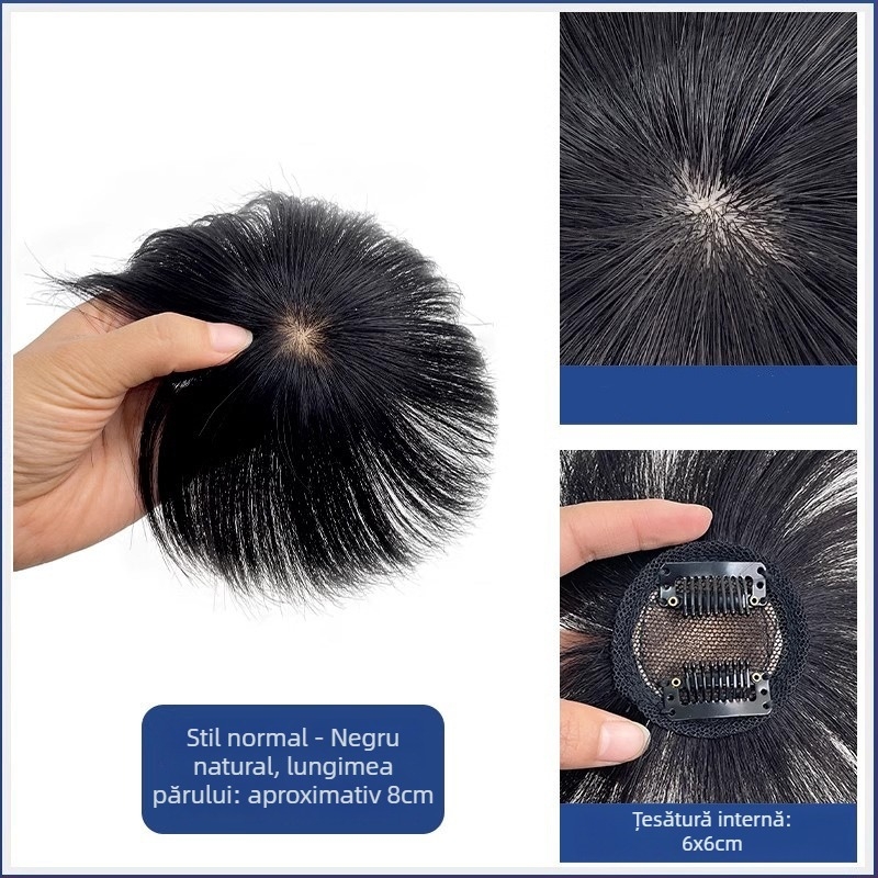 Perucă masculin scurtă, aspect natural, cu piesă de păr pe creștet pentru volum, construcție mecanică, fibră sintetică rezistentă la căldură, modele BF374 BF375 BF376