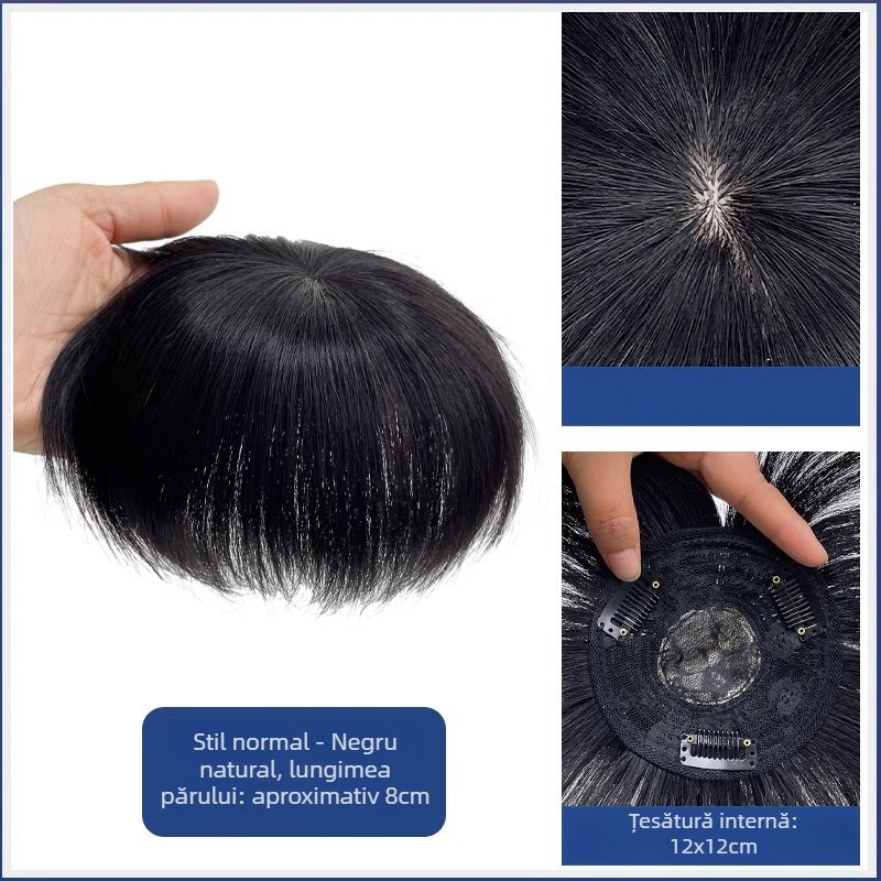 Perucă masculin scurtă, aspect natural, cu piesă de păr pe creștet pentru volum, construcție mecanică, fibră sintetică rezistentă la căldură, modele BF374 BF375 BF376