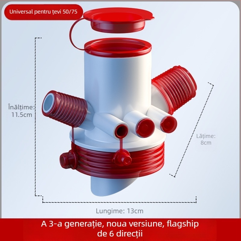 Distribuitor de drenaj pentru bucătărie, trei brațe, ABS, formă în P, tip ridicare, conector multifuncțional pentru chiuvetă, mașină de spălat vase și purificator – Yayier bathroom