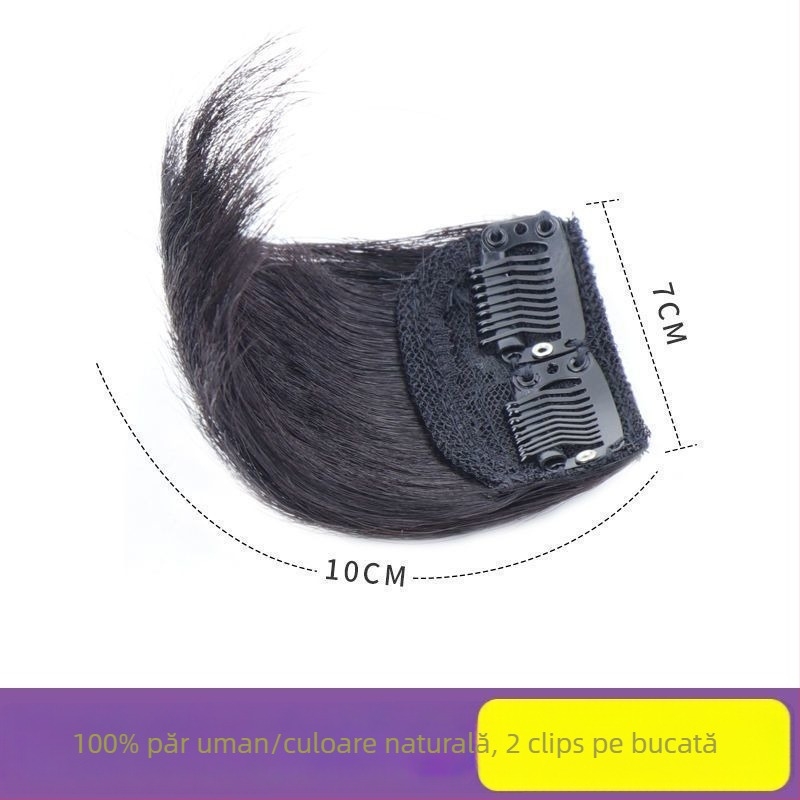 Padă de păr pentru bărbați din păr real, lungime scurtă, țesută manual, poate fi vopsită cu căldură, piesă de păr completă pentru creșterea volumului pe creștet