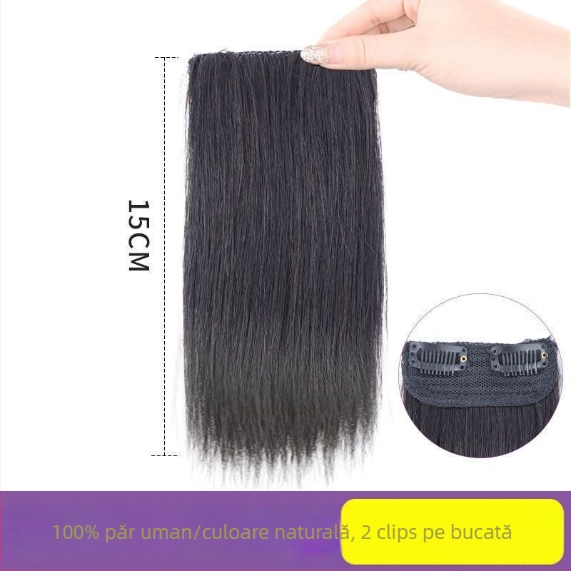 Padă de păr pentru bărbați din păr real, lungime scurtă, țesută manual, poate fi vopsită cu căldură, piesă de păr completă pentru creșterea volumului pe creștet