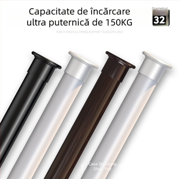 Bară telescopică groasă – montaj fără găuri, pentru haine, duș și perdea, design modern minimalist, oțel cu carbon înalt