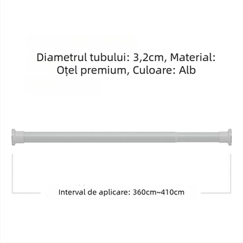 Bară telescopică groasă – montaj fără găuri, pentru haine, duș și perdea, design modern minimalist, oțel cu carbon înalt