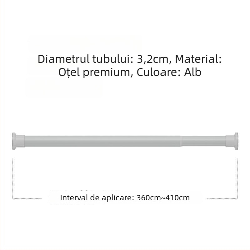 Bară telescopică groasă – montaj fără găuri, pentru haine, duș și perdea, design modern minimalist, oțel cu carbon înalt