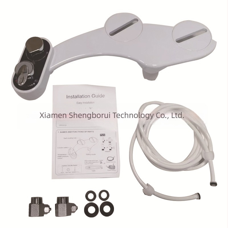 Capac de bide inteligent fără priză, cu duze duble, reglare temperatură și presiune a apei, distanță reglabilă între duze 136–200 mm, ABS, certificat CUPC