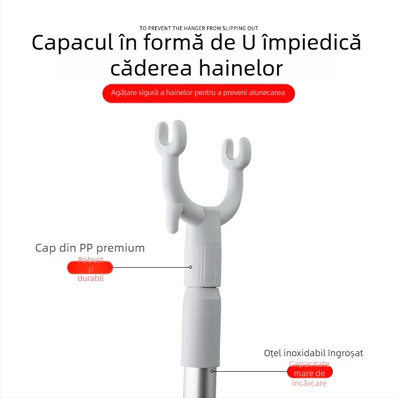 Sistem telescopic pentru uscat haine, corp PP și mâner din oțel inoxidabil, pentru balcon, stil modern minimalist, lansare vară 2025, cod A01512