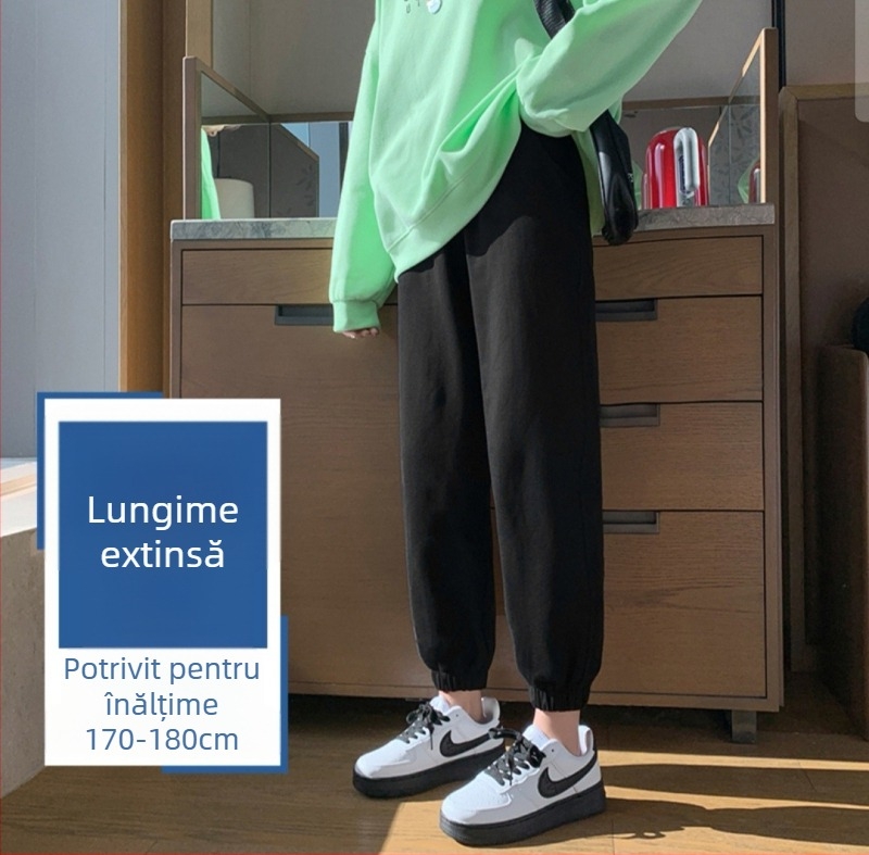 Pantaloni sport pentru femei din bumbac, croială lejeră, talie medie, subțiri, micro-elastici, conținut 95%+ bumbac