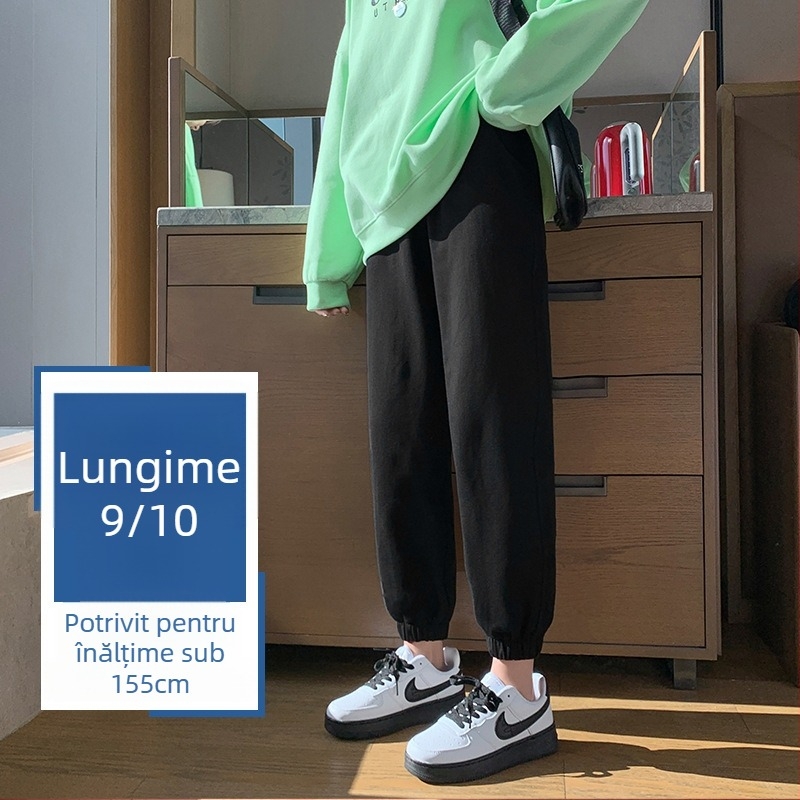 Pantaloni sport pentru femei din bumbac, croială lejeră, talie medie, subțiri, micro-elastici, conținut 95%+ bumbac