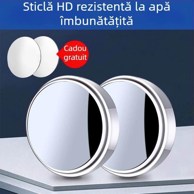 Mairich Oglindă retrovizoare pentru mașină — oglindă auxiliar rotundă pentru unghiuri moarte, ultra-transparentă, panoramă 360°, tip cu ventuză