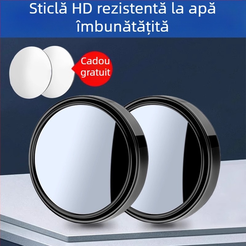 Mairich Oglindă retrovizoare pentru mașină — oglindă auxiliar rotundă pentru unghiuri moarte, ultra-transparentă, panoramă 360°, tip cu ventuză