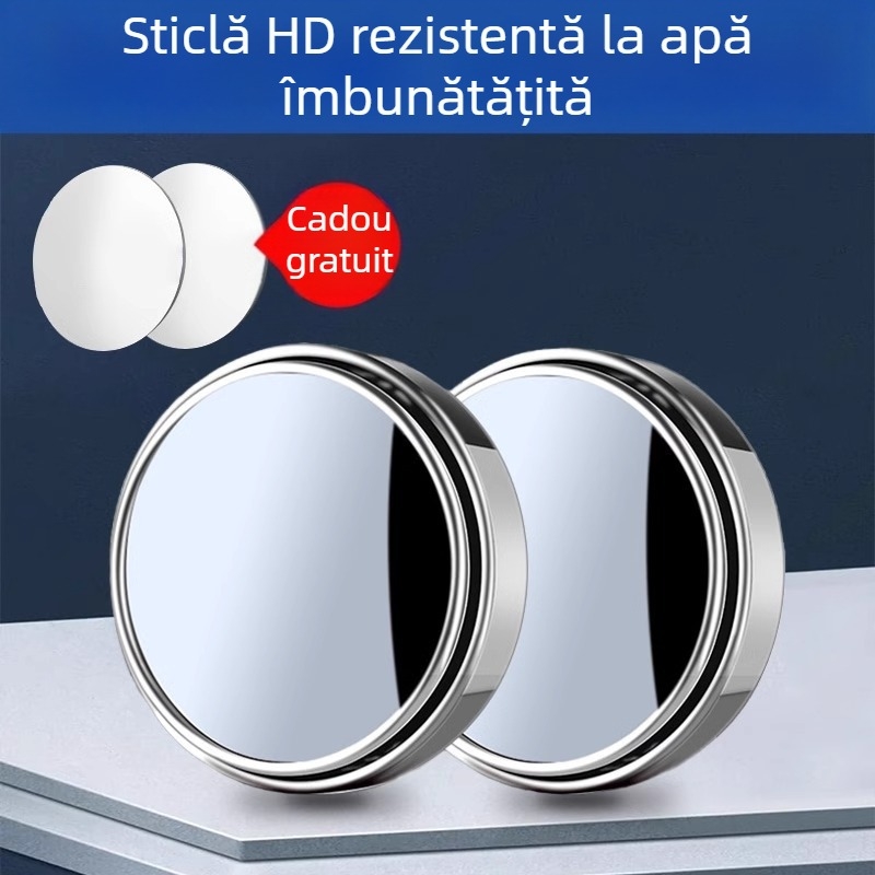 Mairich Oglindă retrovizoare pentru mașină — oglindă auxiliar rotundă pentru unghiuri moarte, ultra-transparentă, panoramă 360°, tip cu ventuză