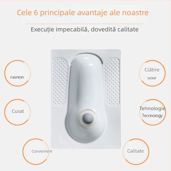 Vas de toaletă din plastic pentru ghemuire, fără rezervor de apă, fără trap de apă, distanța minimă a puțului 60 cm, diametrul conductei de evacuare 100 cm